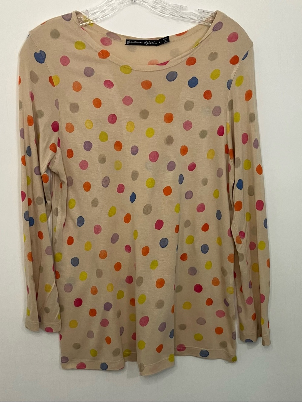 Gudrun Sjödén Knit Top Medium Multicolor Polk-A-Dot Print Long Sleeve